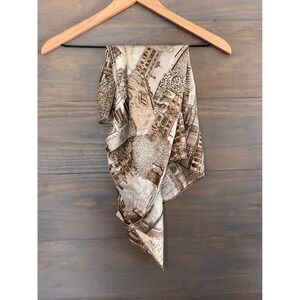 Richard Allan Vintage Silk Scarf London Architecture Sepia Square‎ Foulard